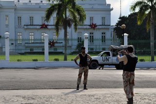 UN peacekeeping soldiers from Syria imposing democracy on Haiti while playing tourist.